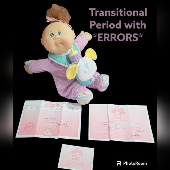 One of a kind Transitional Period Cabbage Patch Sipping Baby with Errors! - Picture 8 of 8